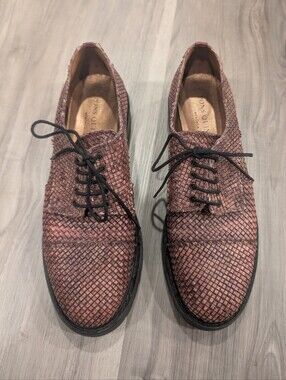 Pons Quintana | Woven Leather Flippe Oxfords In Metallic Rose Gold Bronze